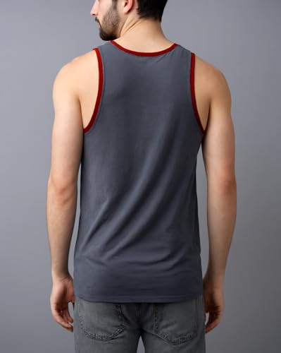 AIRDYNAM Mens Tank Top Soft Lightweight Gym Workout Beach Casual Sleeveless Muscle Shirts DARK BLUE/RUST RED M