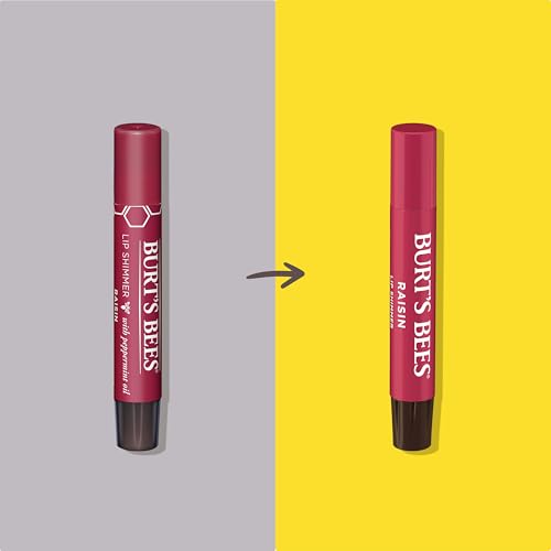 Burt's Bees Shimmer Lip Tint Set, Tinted Lip Balm Stick, Moisturizing for All Day Hydration with Natural Origin Glowy Pigmented Finish & Buildable Color, Raisin (1-Pack)