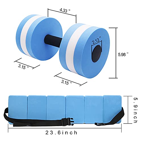 UNAOIWN Water Dumbbell Set for Aquatic Aerobics Exercise, Water Weights Equipment, Training Aid for Aquatic Fitness, Water Workout Fitness Tool (Swim Gloves Version-Blue)