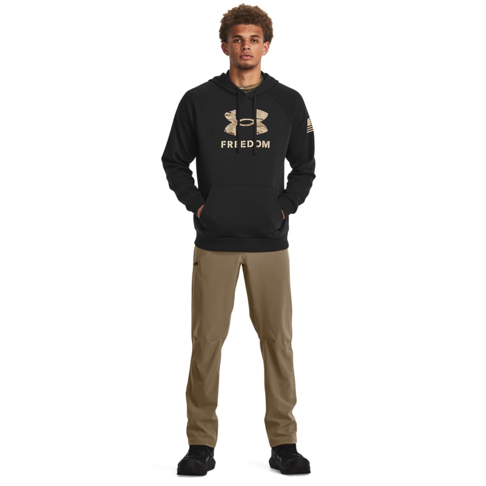 Under Armour mens Freedom Big Flag Logo Hoodie, (001) Black / / Khaki Base, Medium