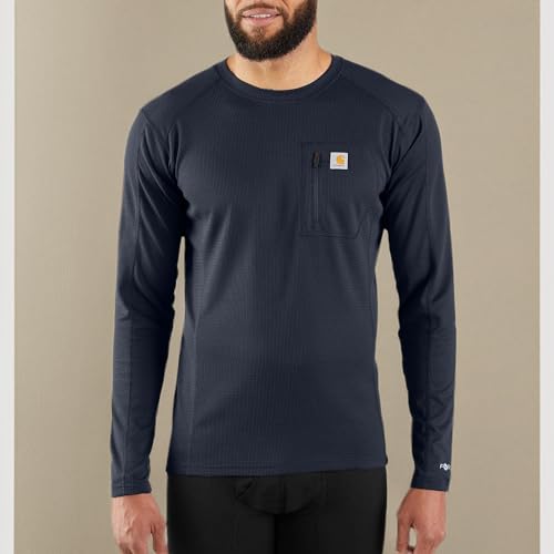 Carhartt Base Layer Men's Size Force Midweight Tech Thermal Base Layer Long Sleeve Shirt, Navy, X-Large Tall