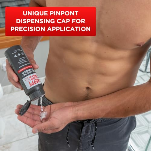 HAPPY NUTS Comfort Powder - Anti Chafing & Deodorant, Aluminum-Free, Sweat and Odor Control for Jock Itch, Groin and Men's Private Parts (4 Ounce (Pack of 1), Fragrance-Free)