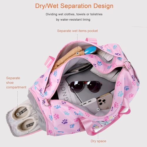 Dance Bag Gymnastics Bag Teens Overnight Duffle Bag with Shoe Compartment Travel Weekender Sleepover Carry On Bag (Gilded Blue)