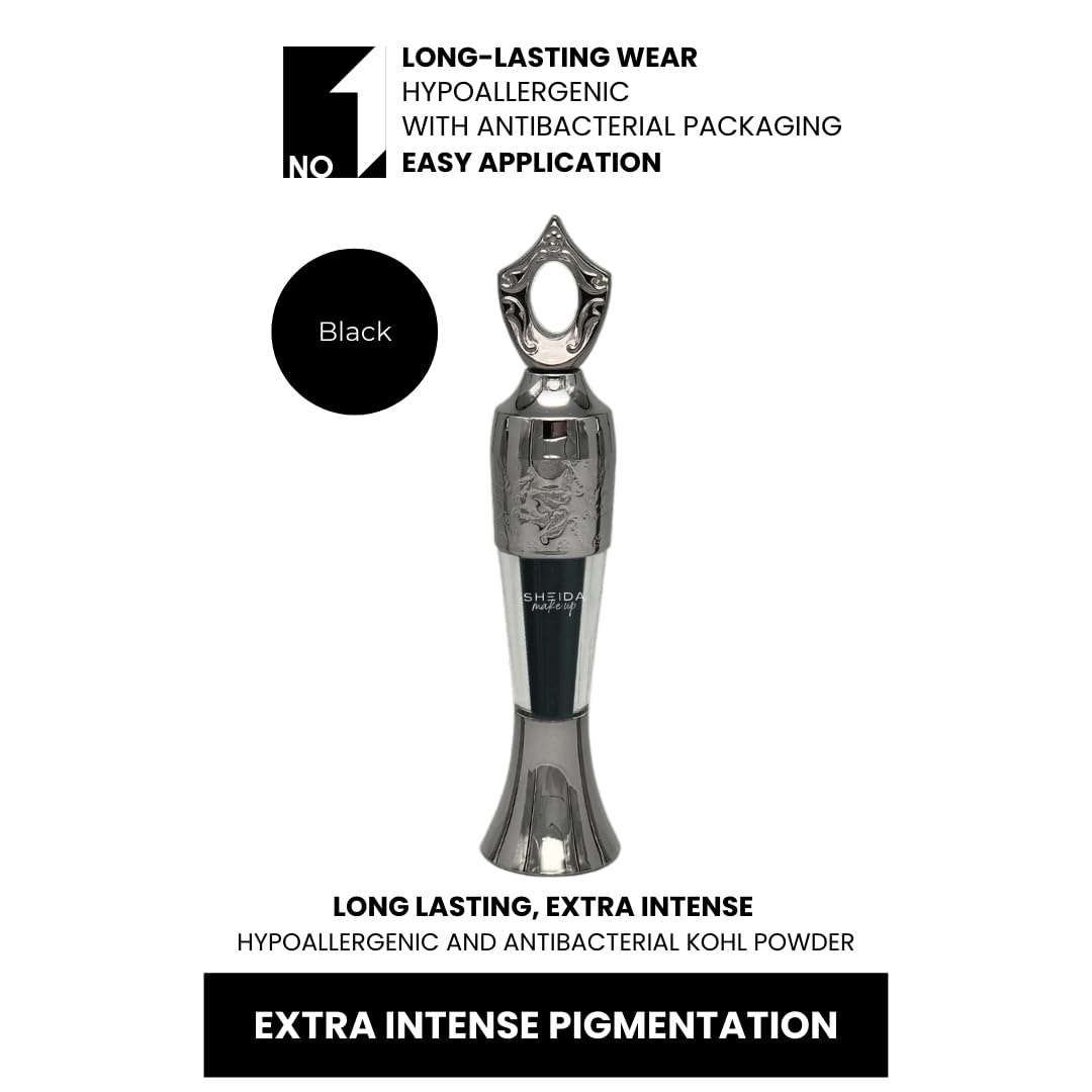 Sheida Natural Kohl Powder – Long-Lasting Traditional Eyeliner - Mineral-Rich Formula for Intense Color and Eye Care - Black 2 gr