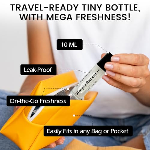 Simply Baccarat Roll-On — Long Lasting Fragrance Oil Perfume for Women & Men (Unisex) — Vegan & Cruelty-Free Travel Size Roller Perfume for Daily Use — 10ml