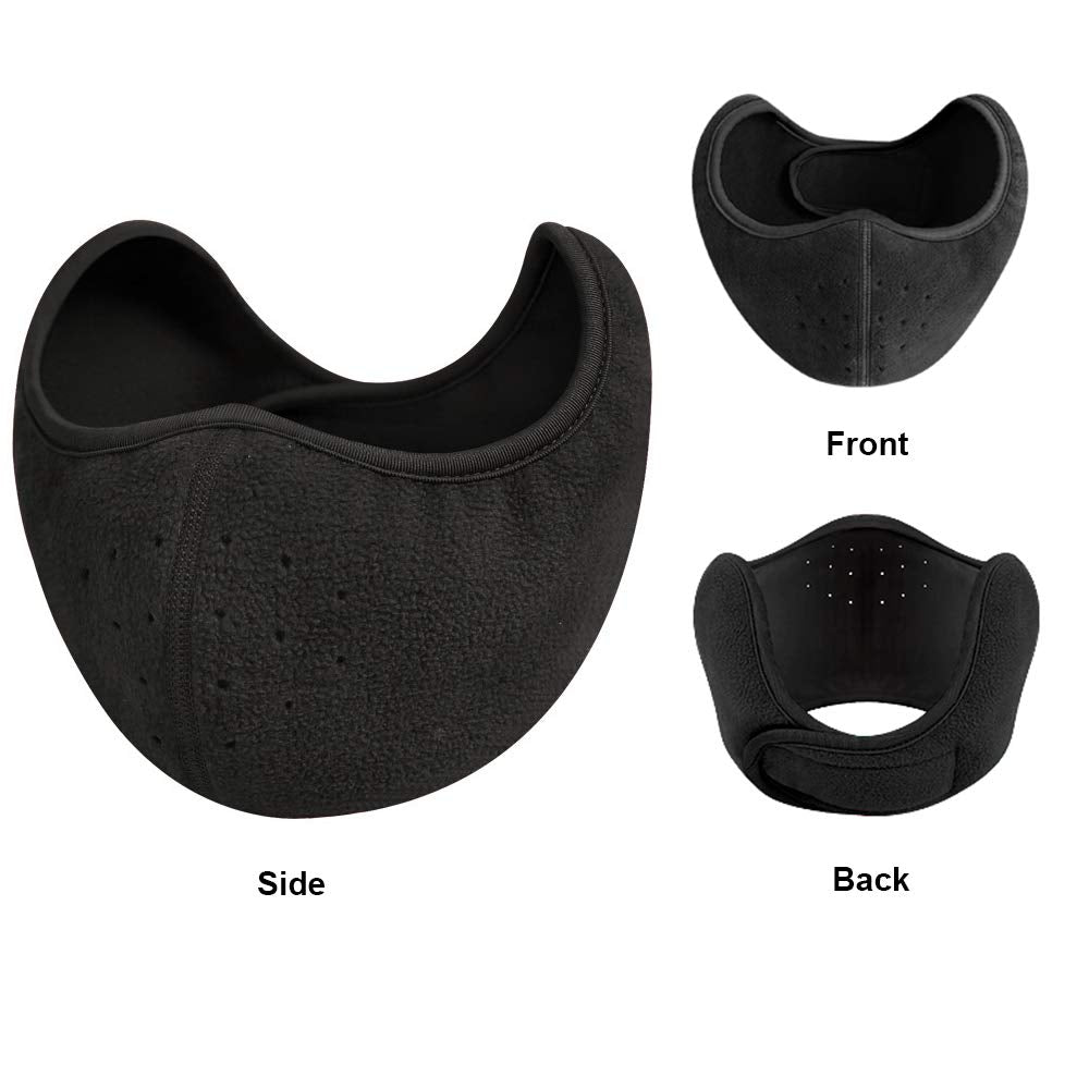 TecHong Mens Winter Warm Windproof Mask - Thick Dustproof Breathable Mouth Cover Black