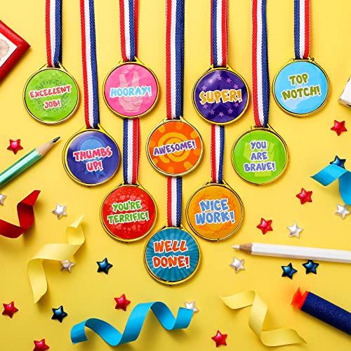 Gejoy Award Medals Assortment Medals for Kids Award Medals Assortment Style Plastic Winner Award Medals for Kids Sports Talent Show Gymnastic Birthday Party Favors (60 Pieces)