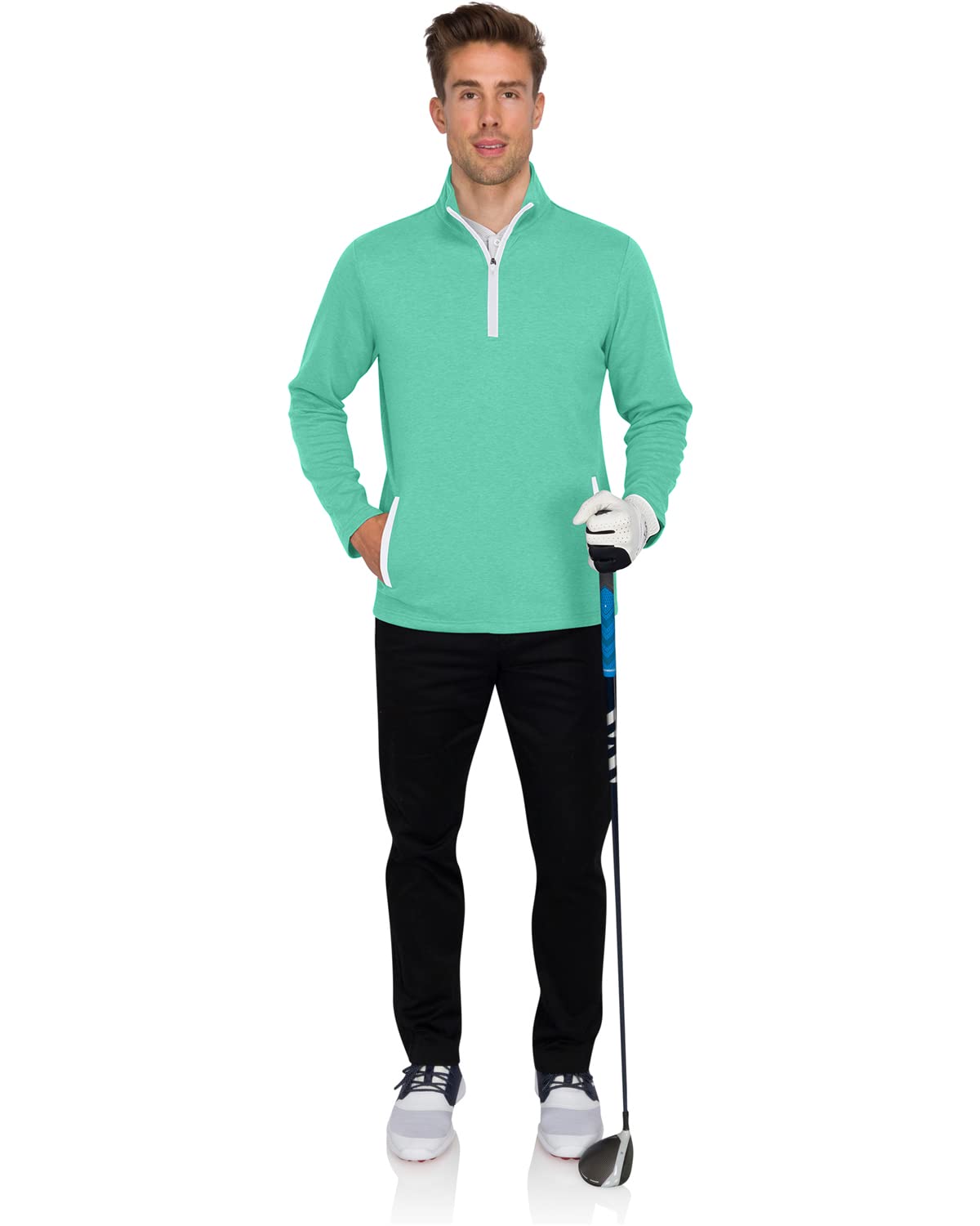 Three Sixty Six Men's Pullover Sweater - Dry Fit Breathable Half Zip Golf Jacket 4-Way Stretch Moisture Wicking & Anti-Odor