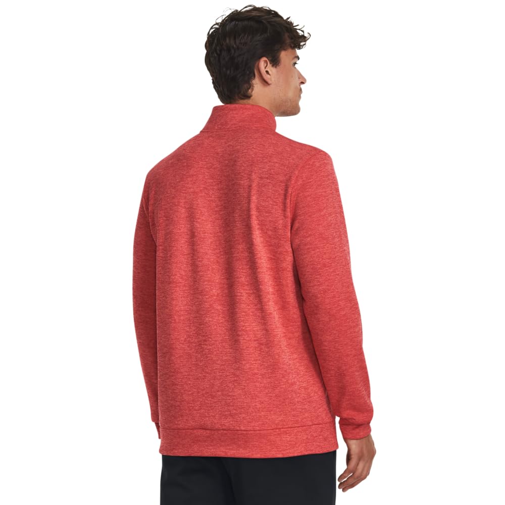 Under Armour mens Armour Fleece Twist Quarter Zip, (690) Venom Red / / Black, Medium