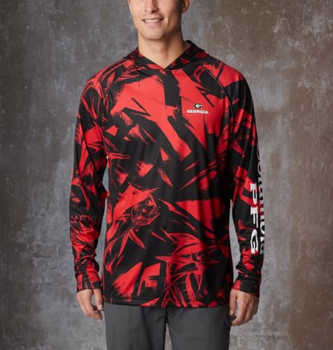 Columbia Men's Collegiate Super Terminal Tackle Hoodie, ALA-Red Velvet Game Fish Print, XX-Large