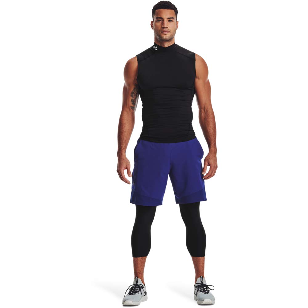 Under Armour Men's HeatGear Armour Compression Mock Sleeveless, Black (001)/White, Medium