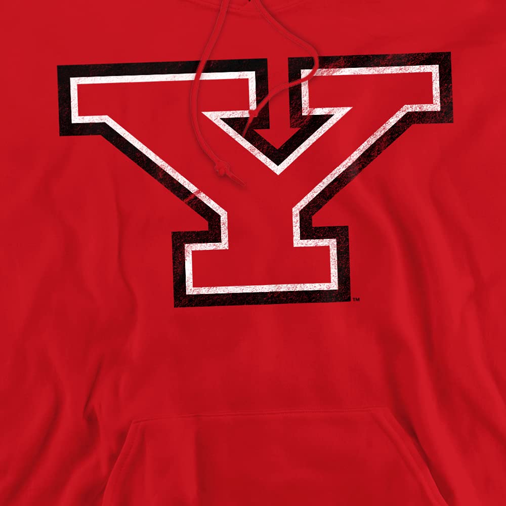 Youngstown State University Official Distressed Primary Unisex Adult Pull-Over Hoodie,Red, Large