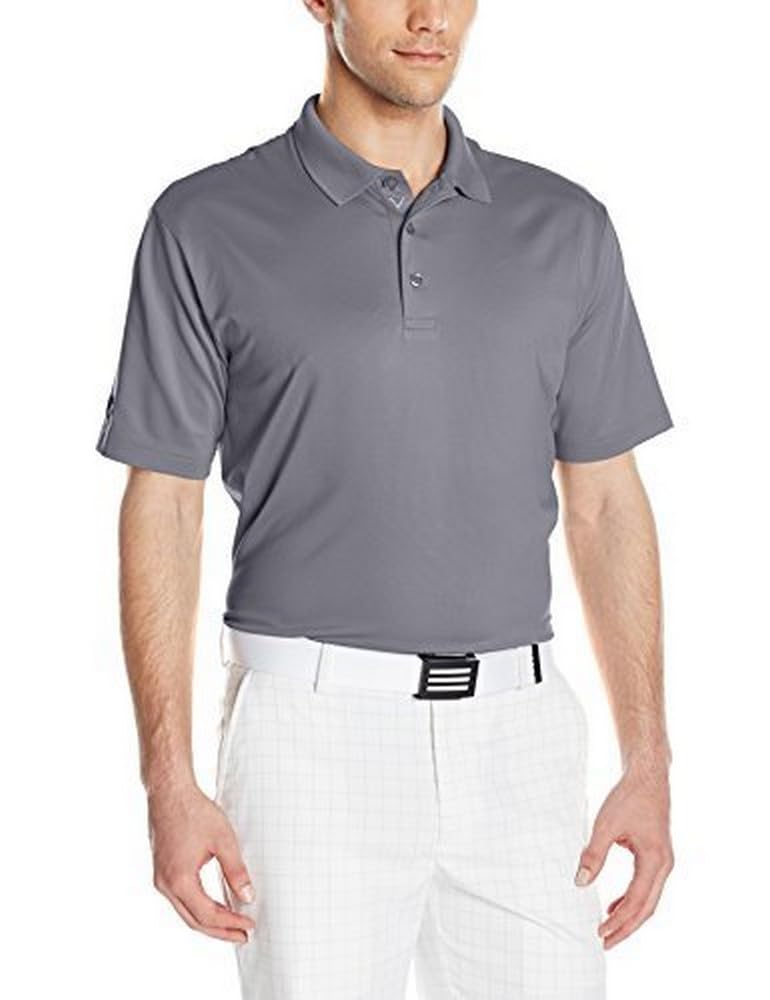 Callaway Men's Solid Opti-Dri Short Sleeve Golf Polo Shirt With Stretch Fabric, Sun Protection, Extended Sizing (Sizes Small-4Xl), Quiet Shade, Medium