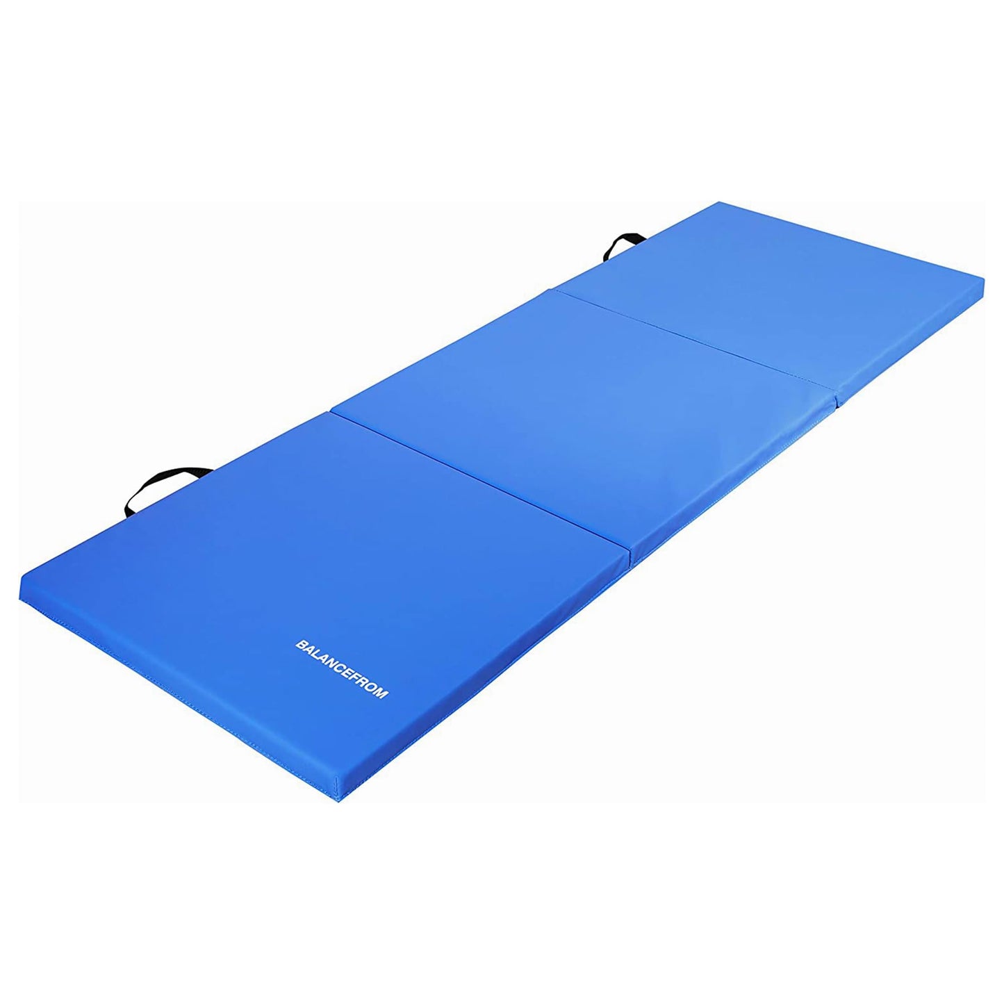 BalanceFrom Folding Gymnastics Mat Home Gym Floor Tumbling Equipment, Blue