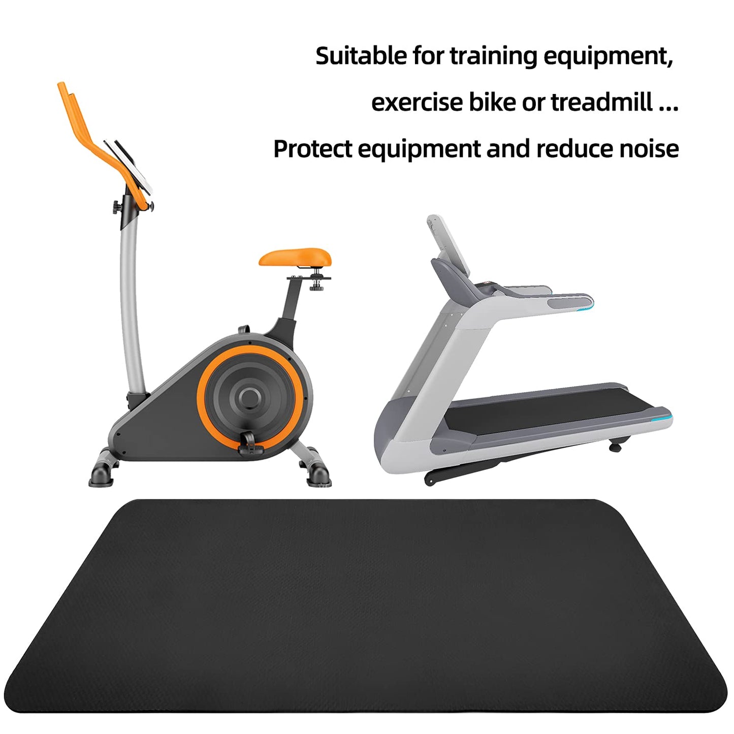 Exercise Equipment Mat - Treadmill Mat, Stationary Bike Mat, Exercise Mat, Gym Equipment Waterproof Mat, Jump Rope Mat Use On Hardwood Floors and Carpet Protection (Medium - 60" X 30")