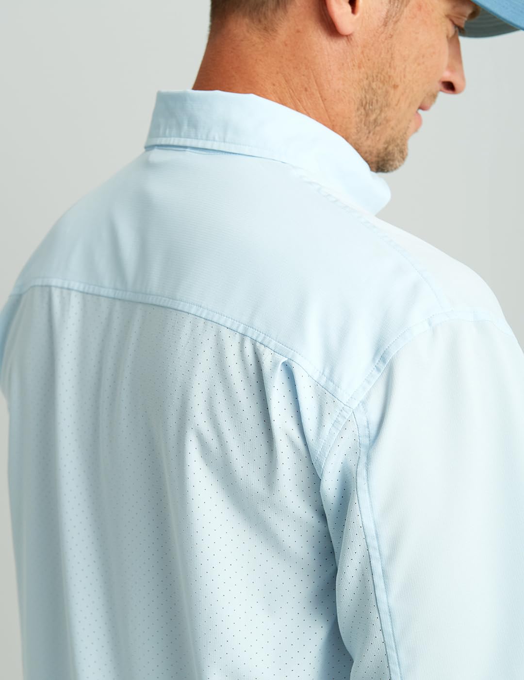 HUK Standard Tide Point Solid Short Sleeve Shirt, Button Down for Men, Ice Water