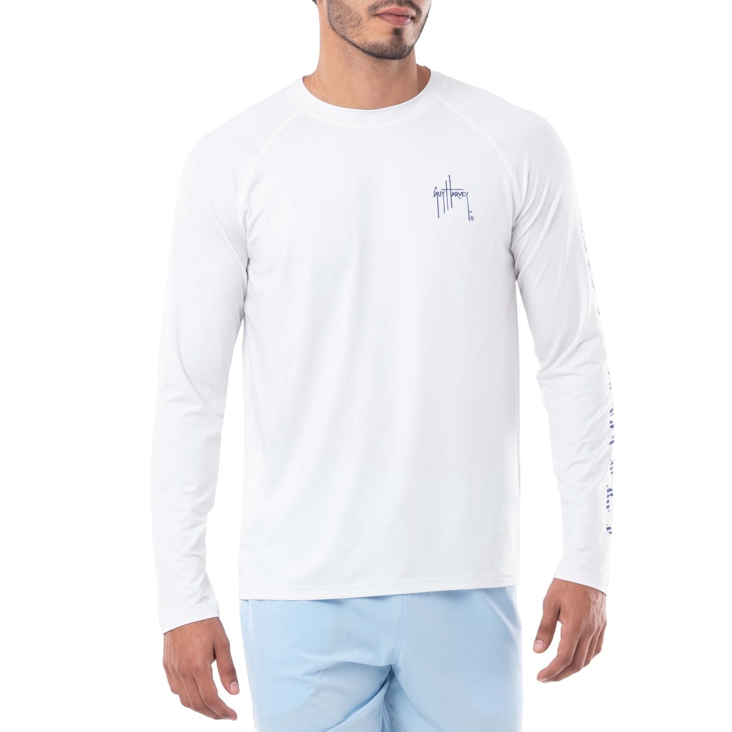 Guy Harvey Men's Grand Slam Sun Protection Long Sleeve Shirt, Bright White/Grand Slam, Medium