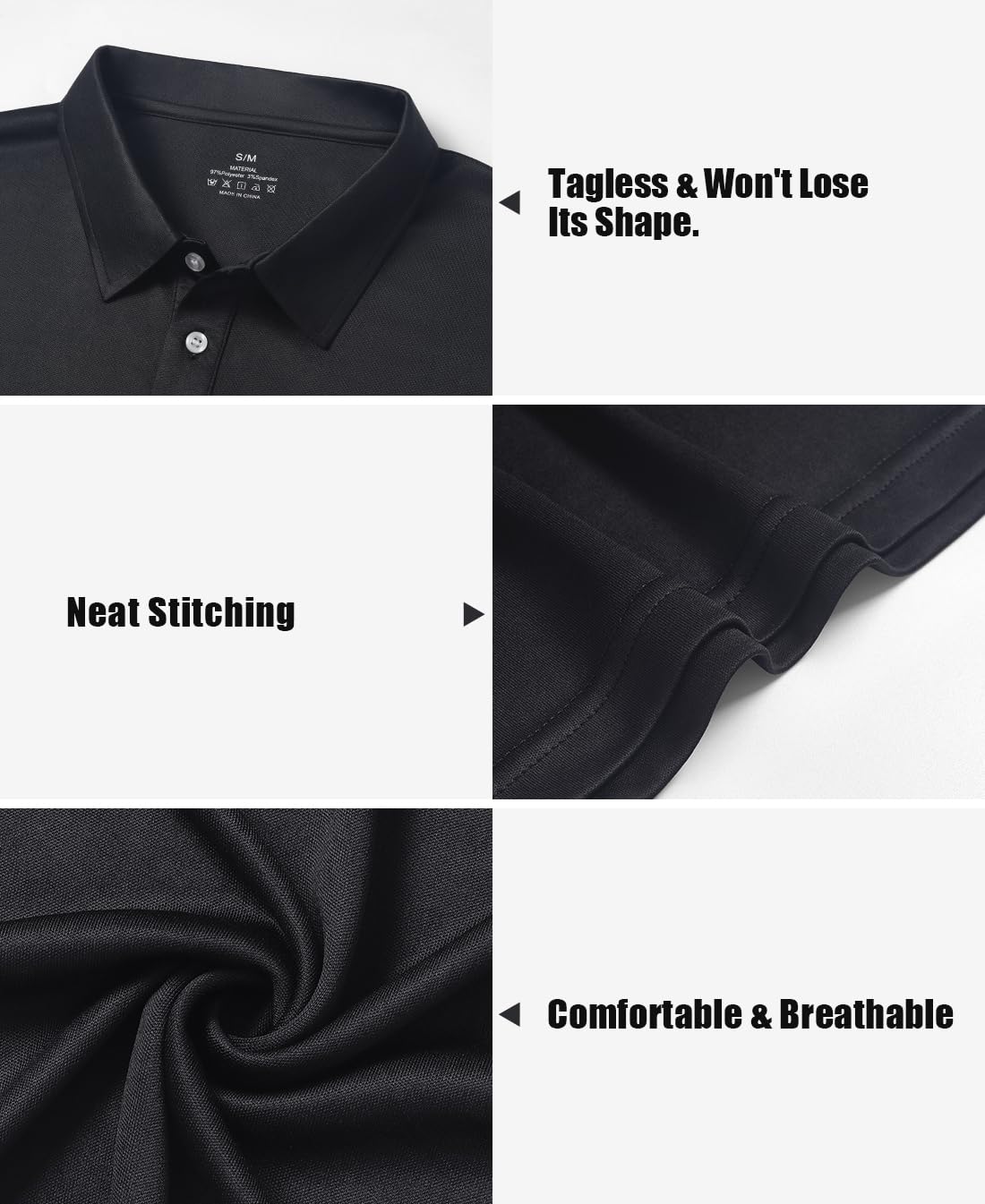 Orrstarry 5 Pack Polo Shirts for Men Dry Fit Short Sleeve Golf T-Shirt Moisture Wicking Collared Casual Work Tops Black/White/Gray/Army Green/Blue S/M
