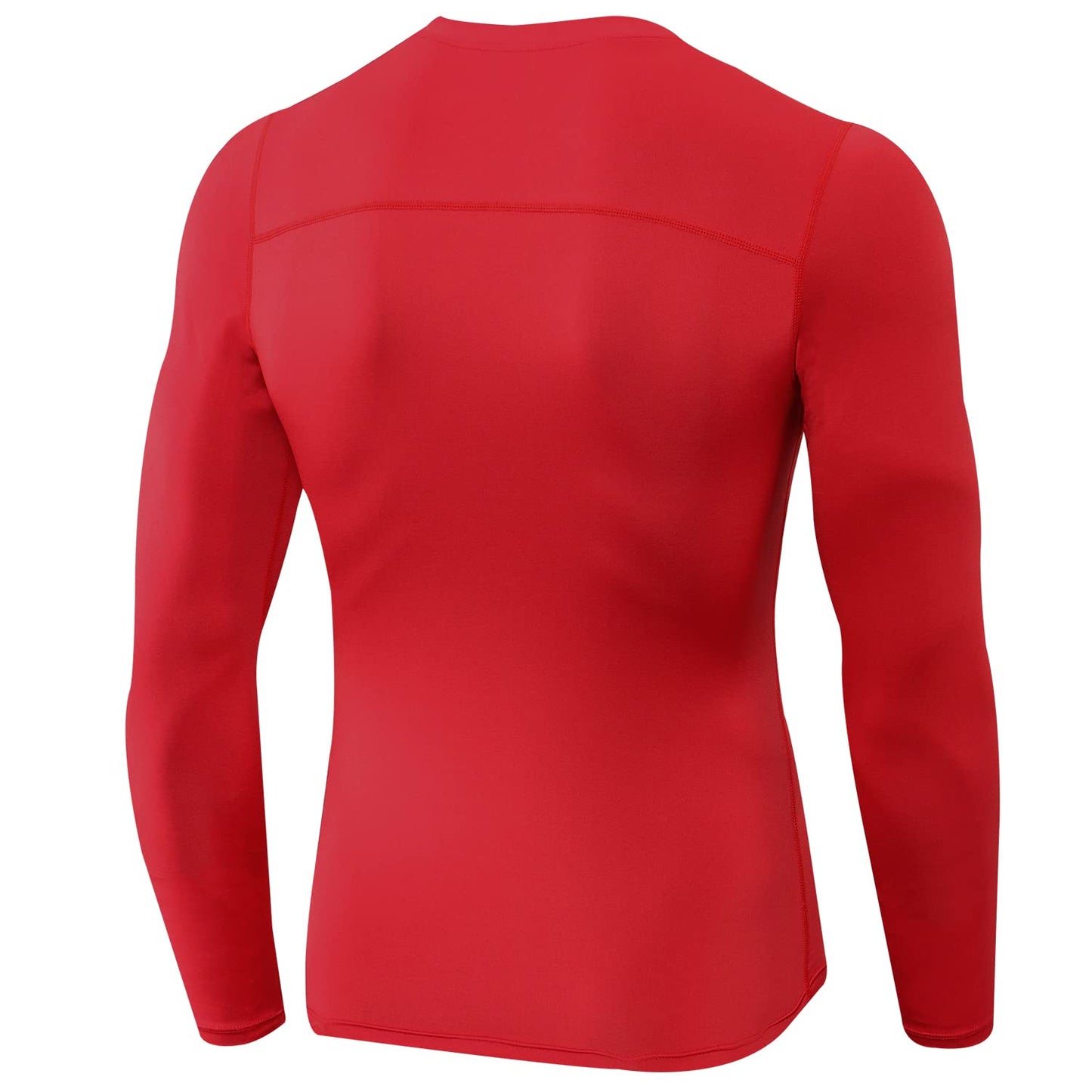 Red Men's Compression Shirts Long Sleeve, Dry Fit Athletic Workout Gym Shirts Sports Base Layer Top Running T-Shirt