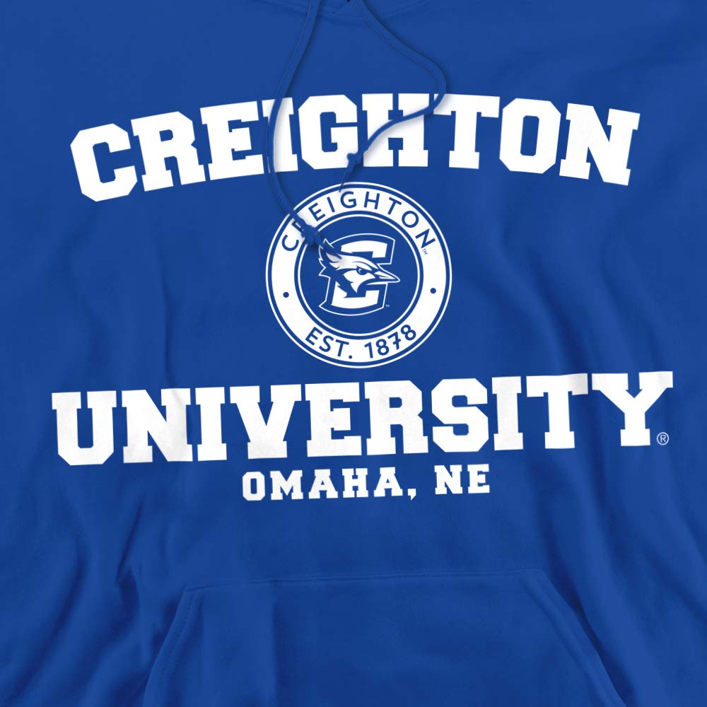Creighton University Official Circle Logo Unisex Adult Pull-Over Hoodie,Royal Blue, X-Large