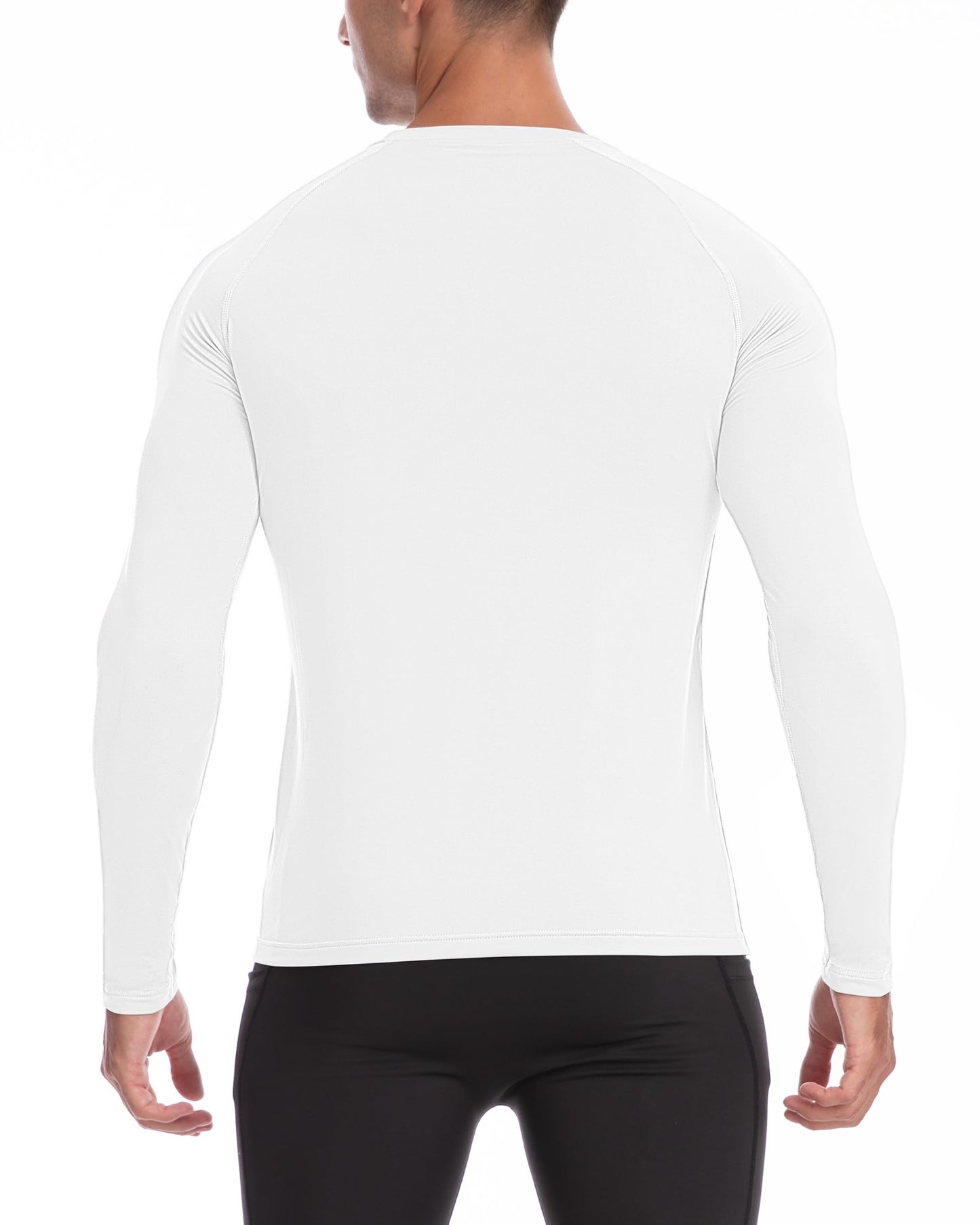EoBeKee Mens Thermal Long Sleeve Shirt - Compression Tight Shirts Winter Base Layer Tops Running Sports Hunting Workout Undershirt White
