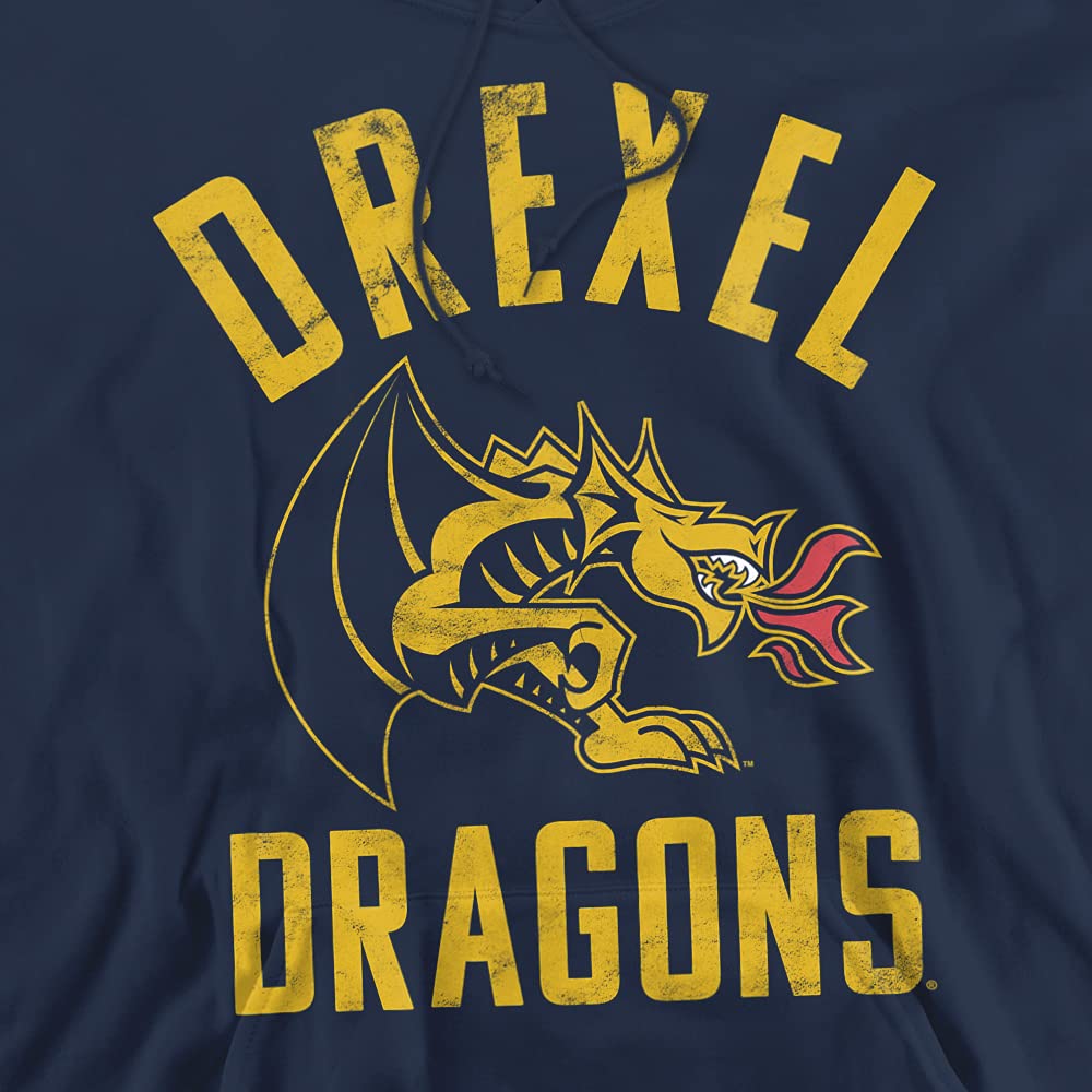 Drexel University Official Dragons Logo Unisex Adult Pull-Over Hoodie,Navy, Large