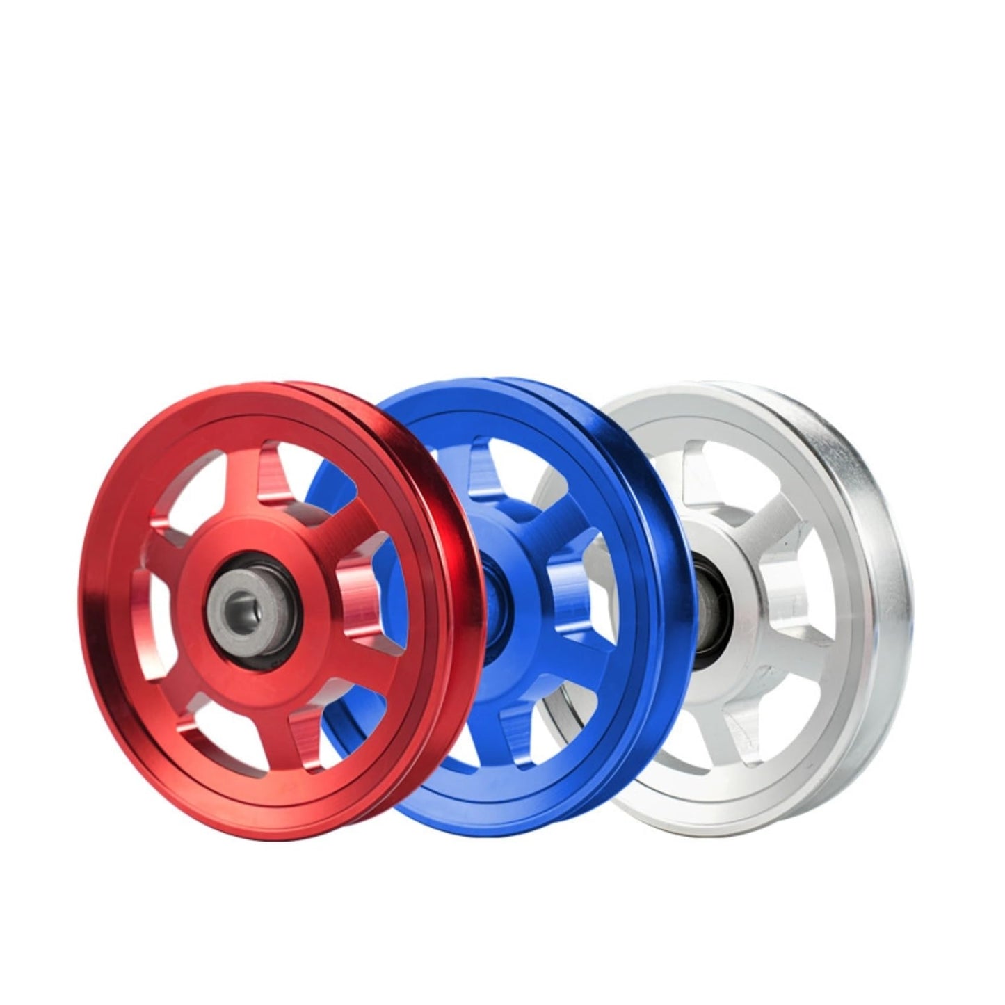 Gueiddi Aluminum GYM Pulley Wheel, Universal Aluminum Alloy Bearing Pulley Wheel for Cable Machine Gym Equipment Part Garage Door (Blue 88-90mm)