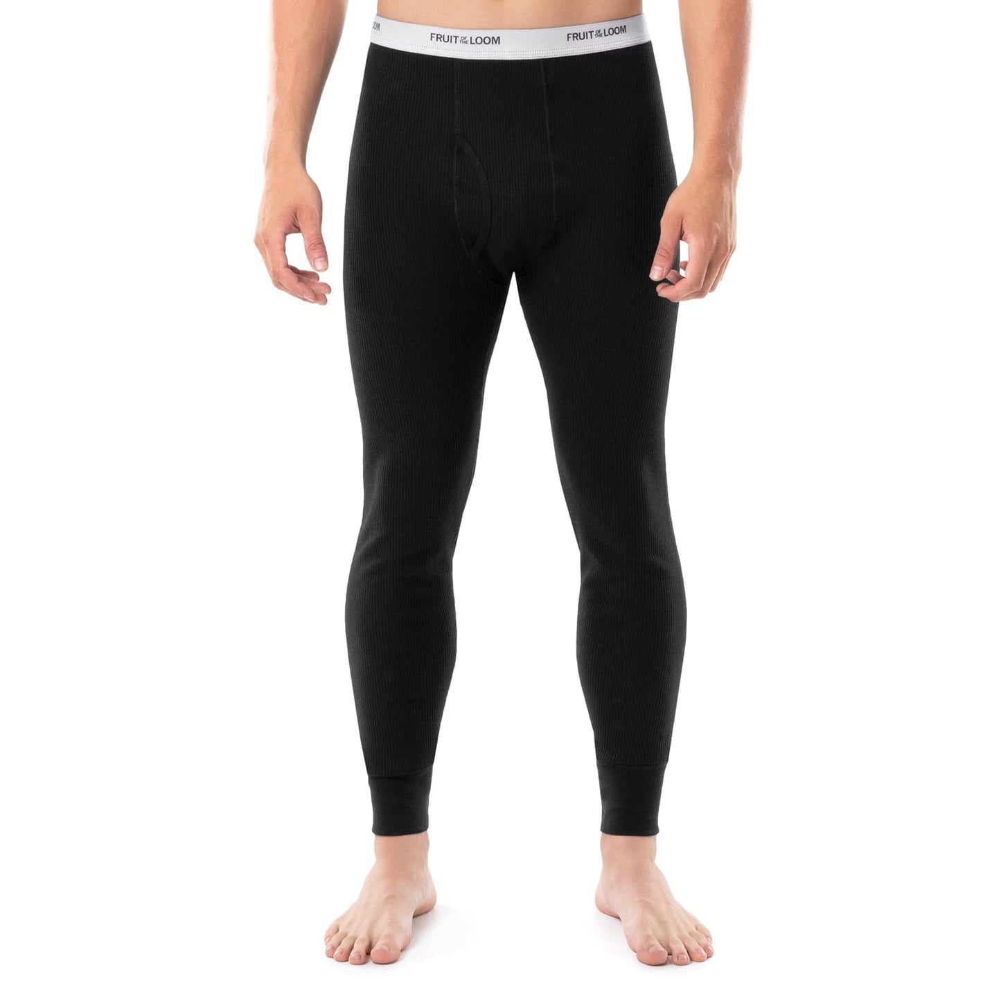 Fruit of the Loom Men's Classic Midweight Waffle Thermal Underwear Bottoms (2-Pack), Light Grey Heather/Black Soot, XX-Large