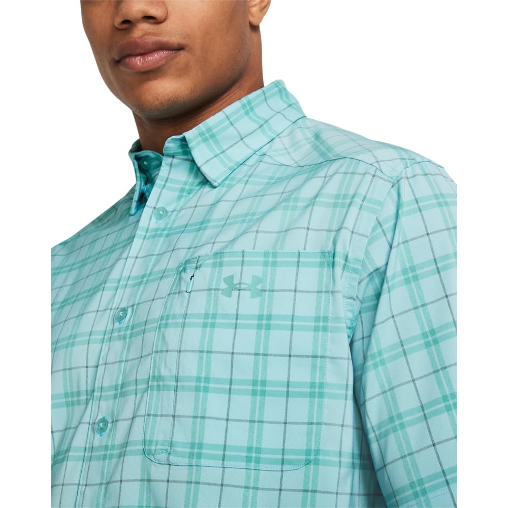 Under Armour Men's Drift Tide 2.0 Plaid Short-Sleeve T-Shirt, (914) Sky Blue/Radial Turquoise/Radial Turquoise, 3X-Large