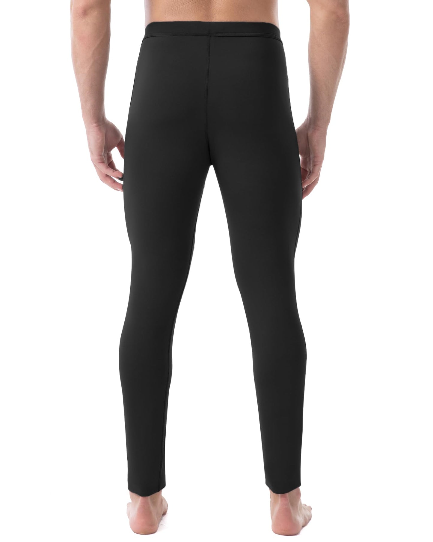 Runhit Long Johns for Men Thermal Pants with Fly Long Thermal Underwear Winter Cold Weather Fleece Thermal Bottoms, Black, Large