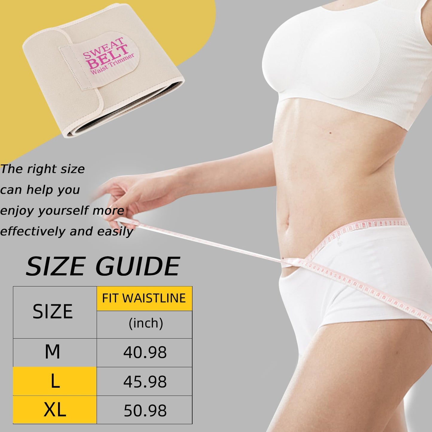 kissleaf Waist Trainer for Women Lower Belly Fat Sweat Band for Stomach Weight Loss get into shape Waist Trainer for Women Working Out Sweat Belts for Weight Loss (Unisex) -Champagne-M