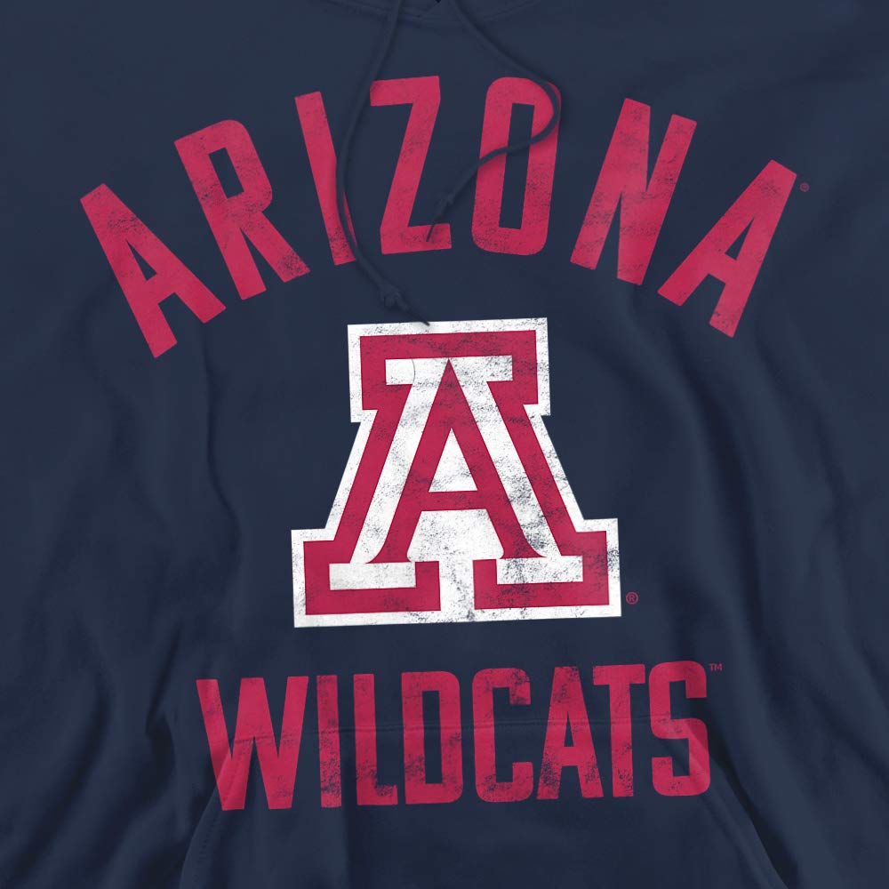 University of Arizona Official One Color Wildcats Logo Unisex Adult Pull-Over Hoodie, Navy, Large