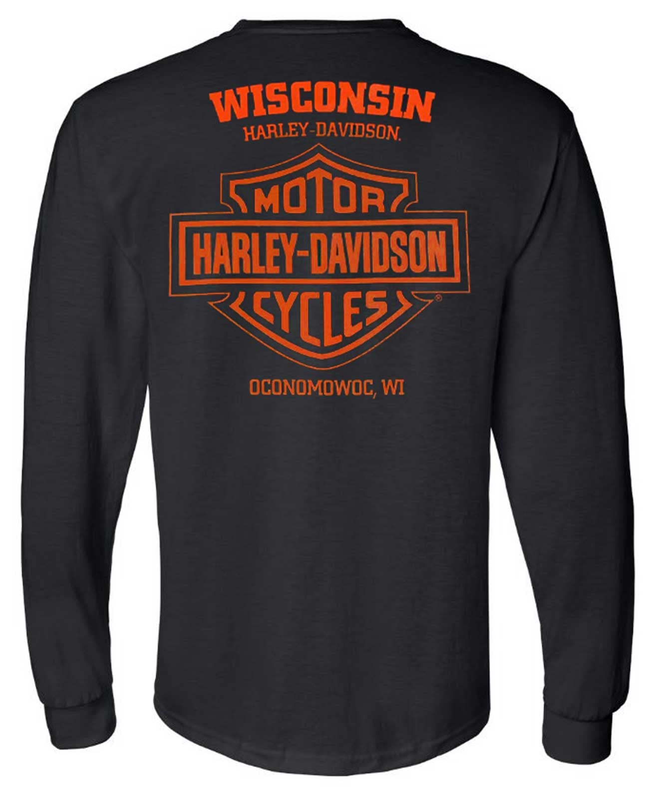 Harley-Davidson Men's Varsity B&S Logo Long Sleeve Crew-Neck Shirt - Black (3XL)