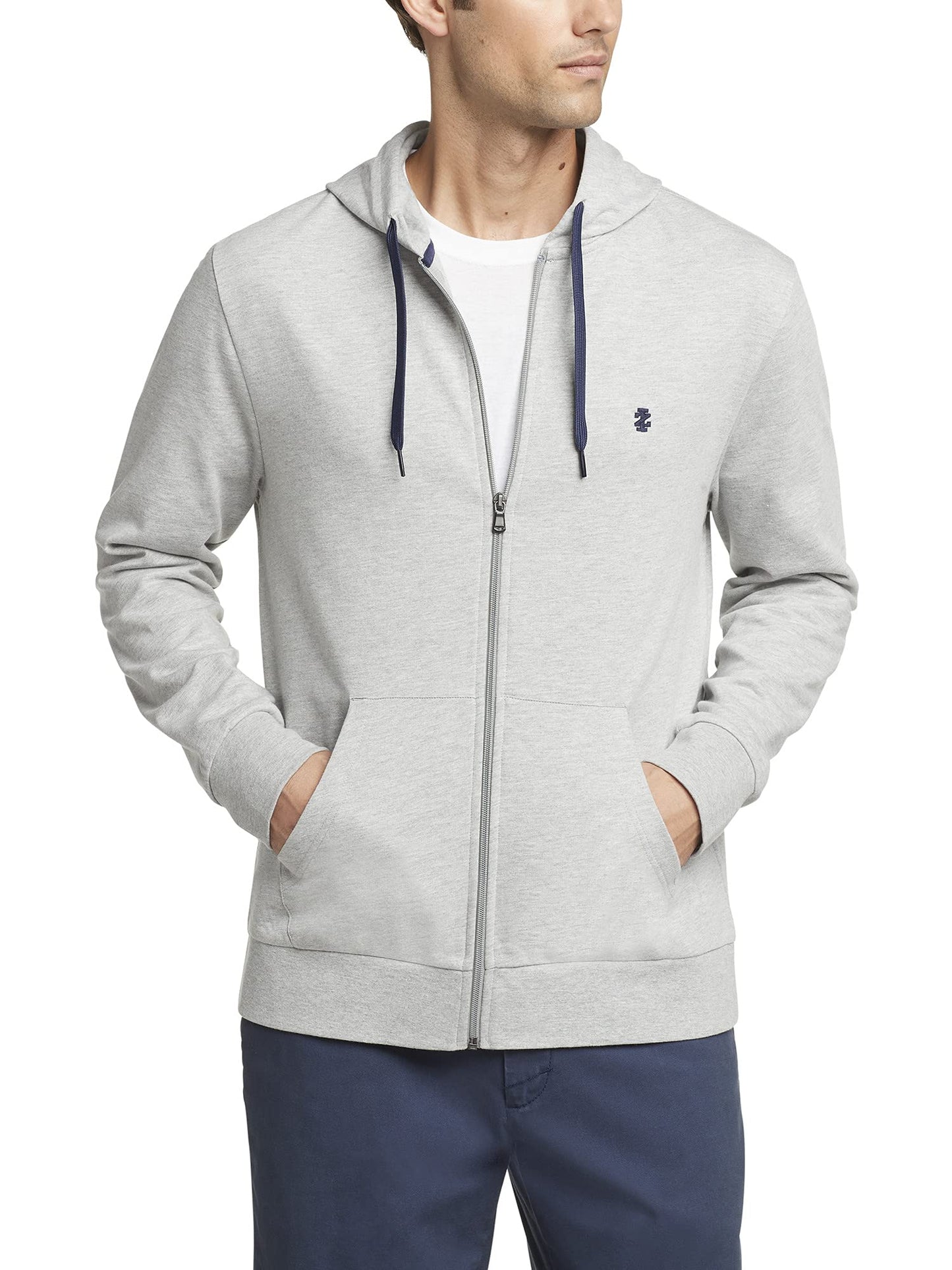 IZOD Men's Nauset Full Zip Hoodie Sweatshirt, Light Grey Heather, Medium