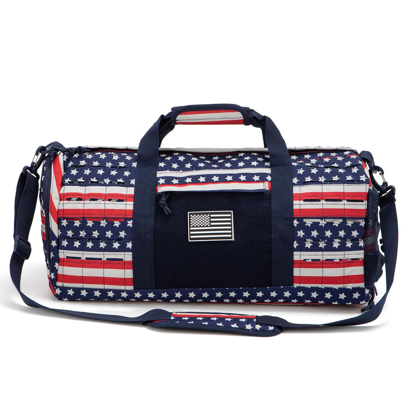 QT&QY 40L Military Tactical Duffel Bag For Men Sport Gym Bag Fitness Tote Travel Duffel Bags Training Workout Bag With Shoe Compartment Basketball Football Weekender Bag patriot Star Spangled