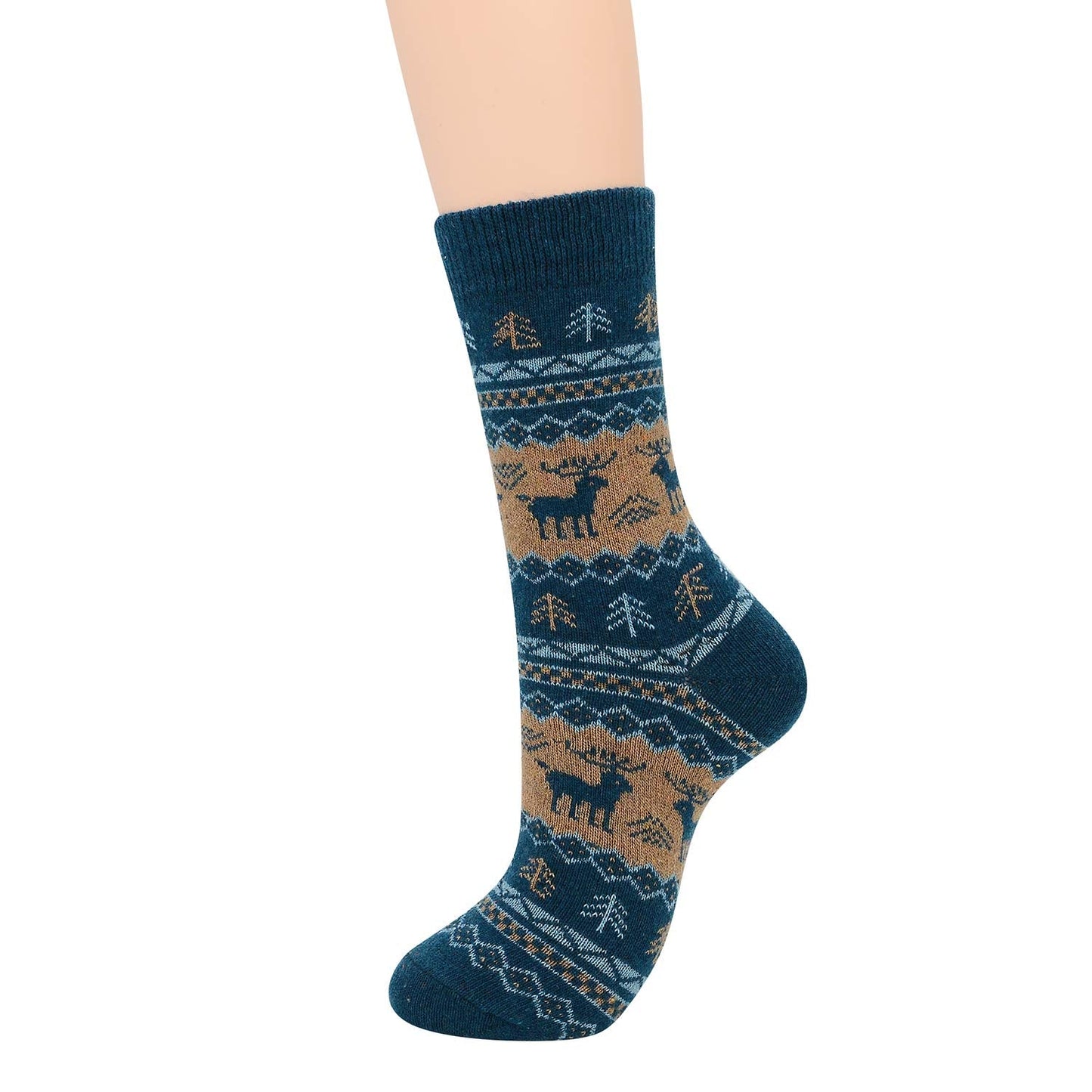 Zando Mens Wool Socks Athletic Socks Soft Warm Socks Thick Fall Winter Socks Crew Socks Knit Cozy Socks Hiking Socks Wool Socks for Men Christmas Deer Shoe Size:6-10