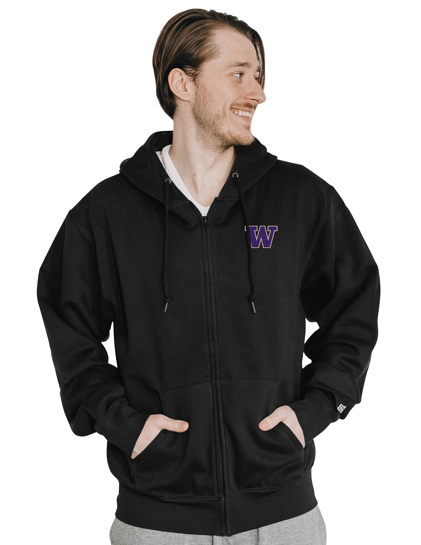 Blue 84 Men's Washington Huskies Full Zip Hoodie Icon, Team Color, Large