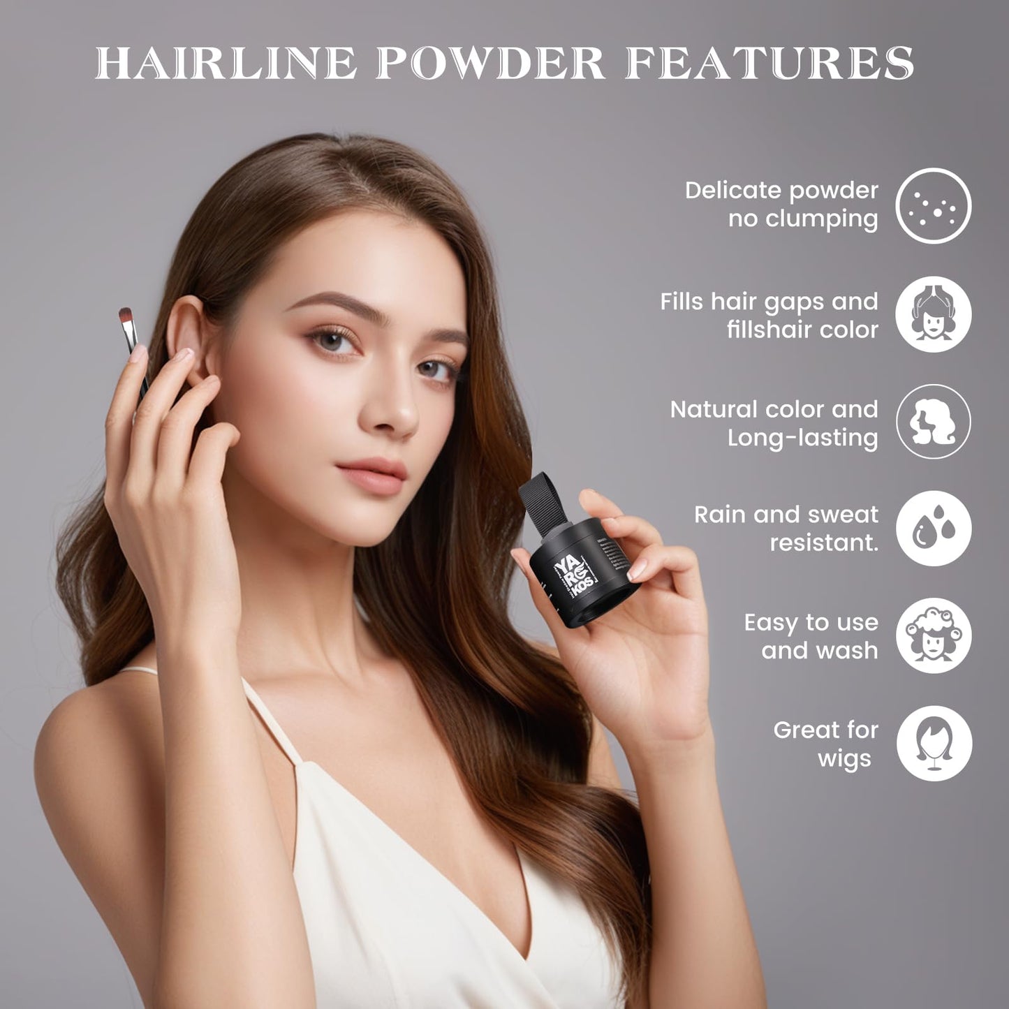 Yargkos Hairline Shadow Powder, Light Brown, Root Touch Up Powder for Instantly Gray Hair Cover Up, Women Color Root Coverage for Thinning Grey, Mens Roots Concealer for Hair Loss Beard Line, #1