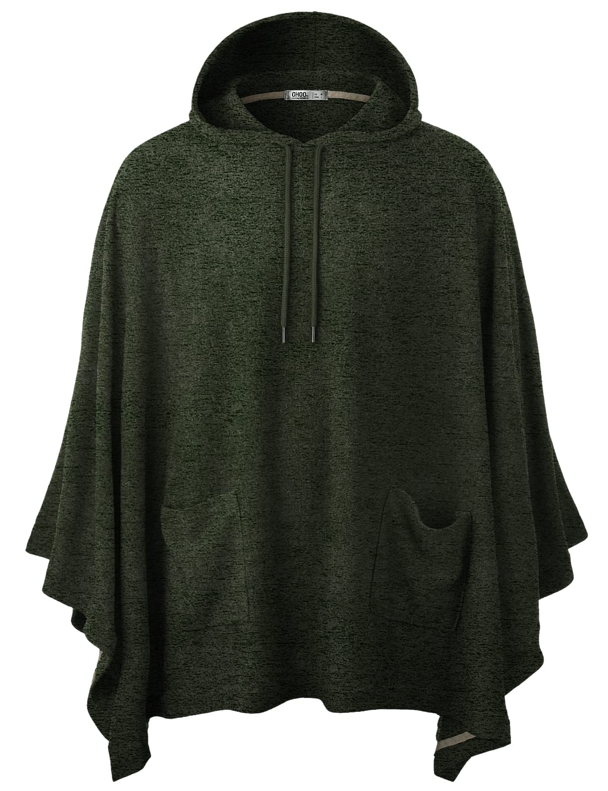 Ohoo Men's Hooded Poncho Cape Cloak Fashion Hoodie Pullover with Pockets / DCF702-KHAKI-2XL