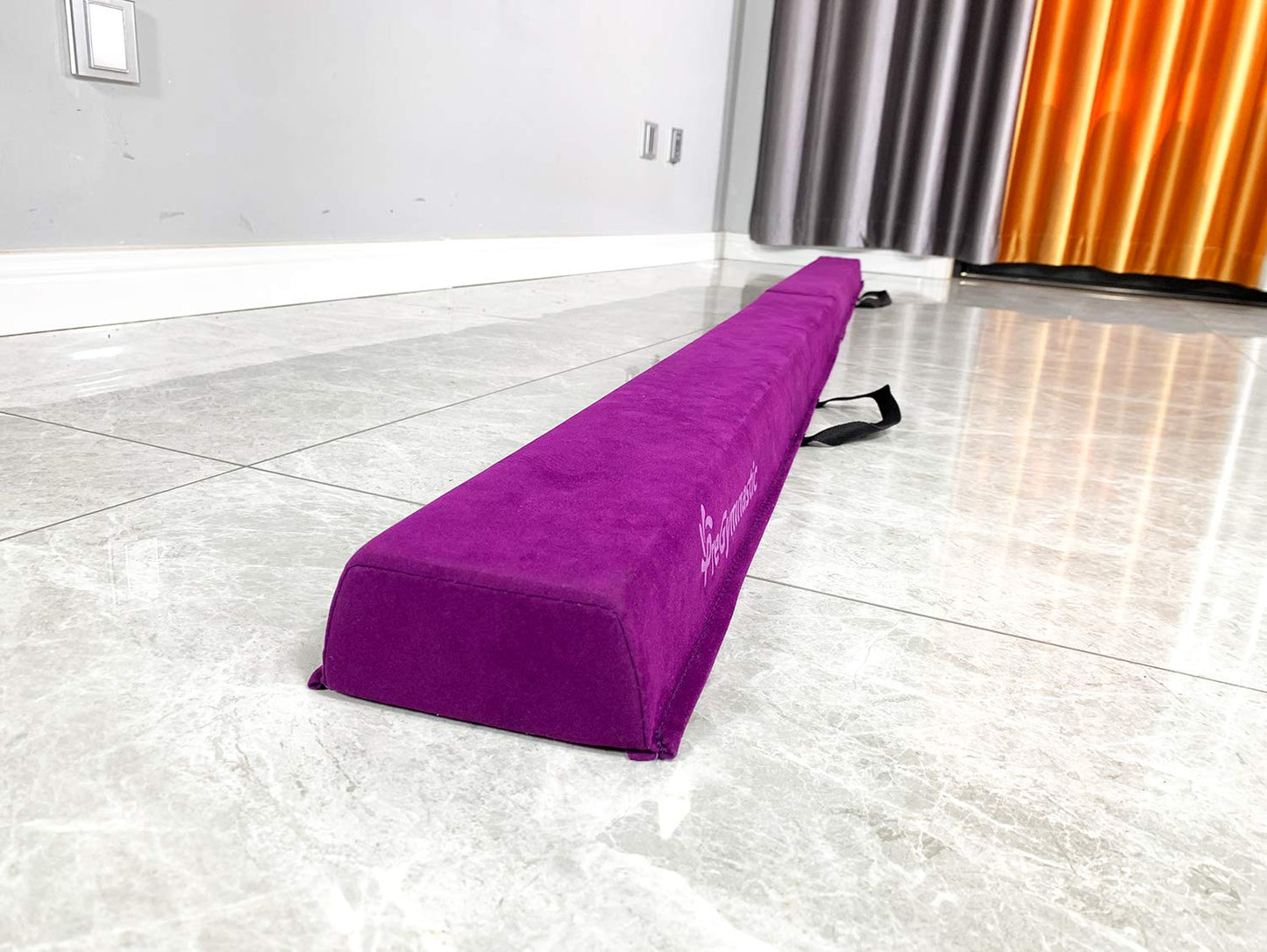 PreGymnastic Folding Balance Beam for Kids 3-12-Foldable Gymnastics Floor Beam- 8FT/9.5 -Extra Firm Suede Cover with Sticker and Carry Bag for Home/Club- Gym Equipment for Toddler