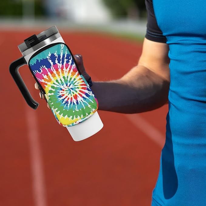 Galaxy Mandala Water Bottle Pouch for Stanley Cup 40oz 30oz,Personalized Gym Purse for Men Women, Tumbler Pouch with Versatile Pocket Water Bottle Bag for Cards, Keys, Phone