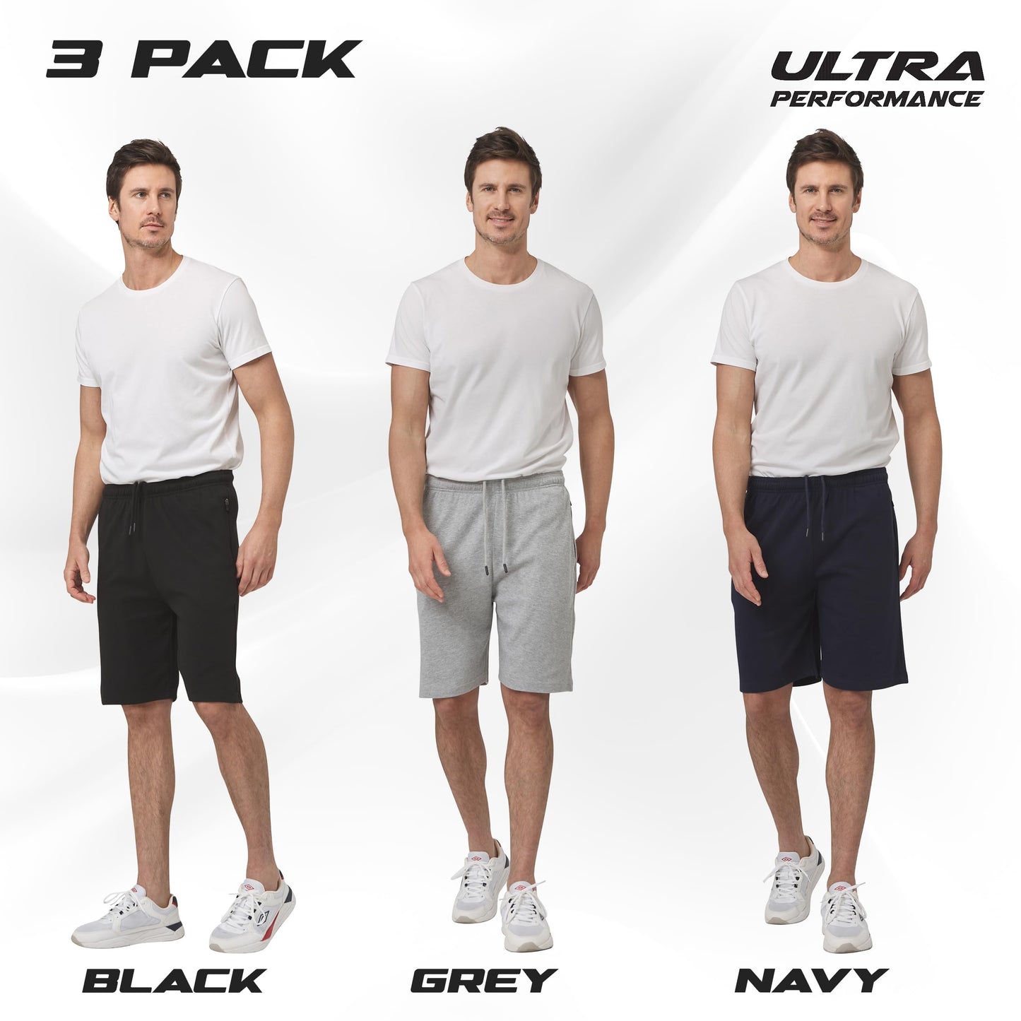 Ultra Performance 3 Pack Mens Shorts Casual Men's Athletic Short Workout Gym Shorts for Men with Zipper Pockets, Small - 5X