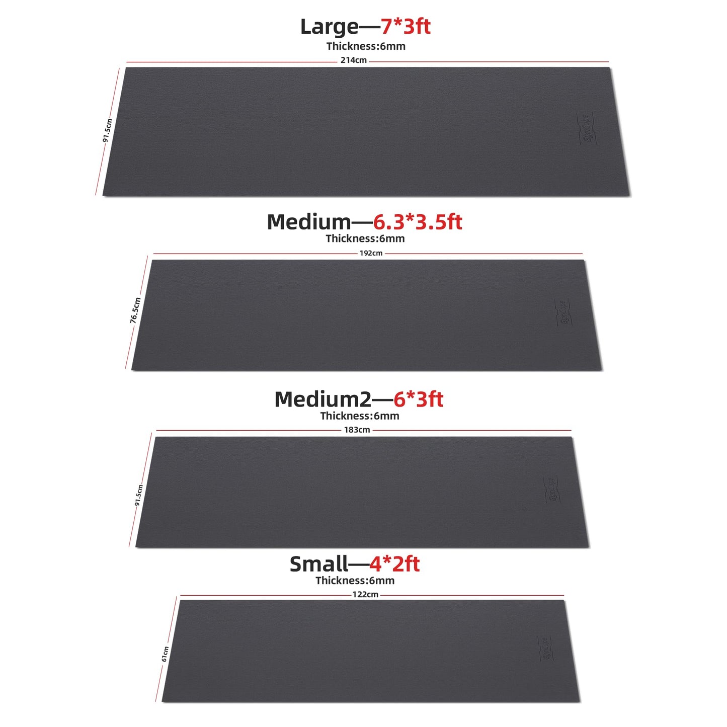 GymCope Treadmill mat, 48"x24" Exercise Equipment Mat for Hardwood Floor Carpet Protection, 6mm Thick, Exercise Bike Mat Pad for Indoor Cycles, Rowing Machine, Elliptical