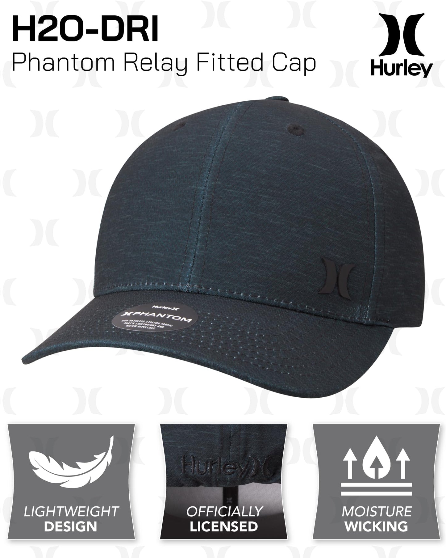 Hurley Men's Hat - Curved Brim Stretch Fitted Cap, Size Large/X-Large, Black/Green