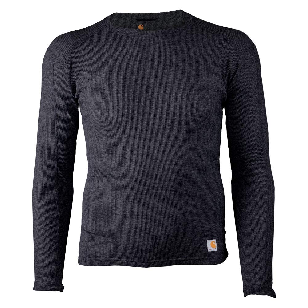 Carhartt Men's Base Force 100% Cotton Midweight Classic Crew, Black Heather, XXX-Large
