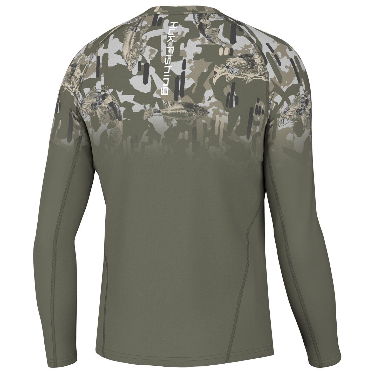 HUK Men's Standard KC Scott Patterned Pursuit, Performance Fishing Shirt, Apex Vert Fade-Moss
