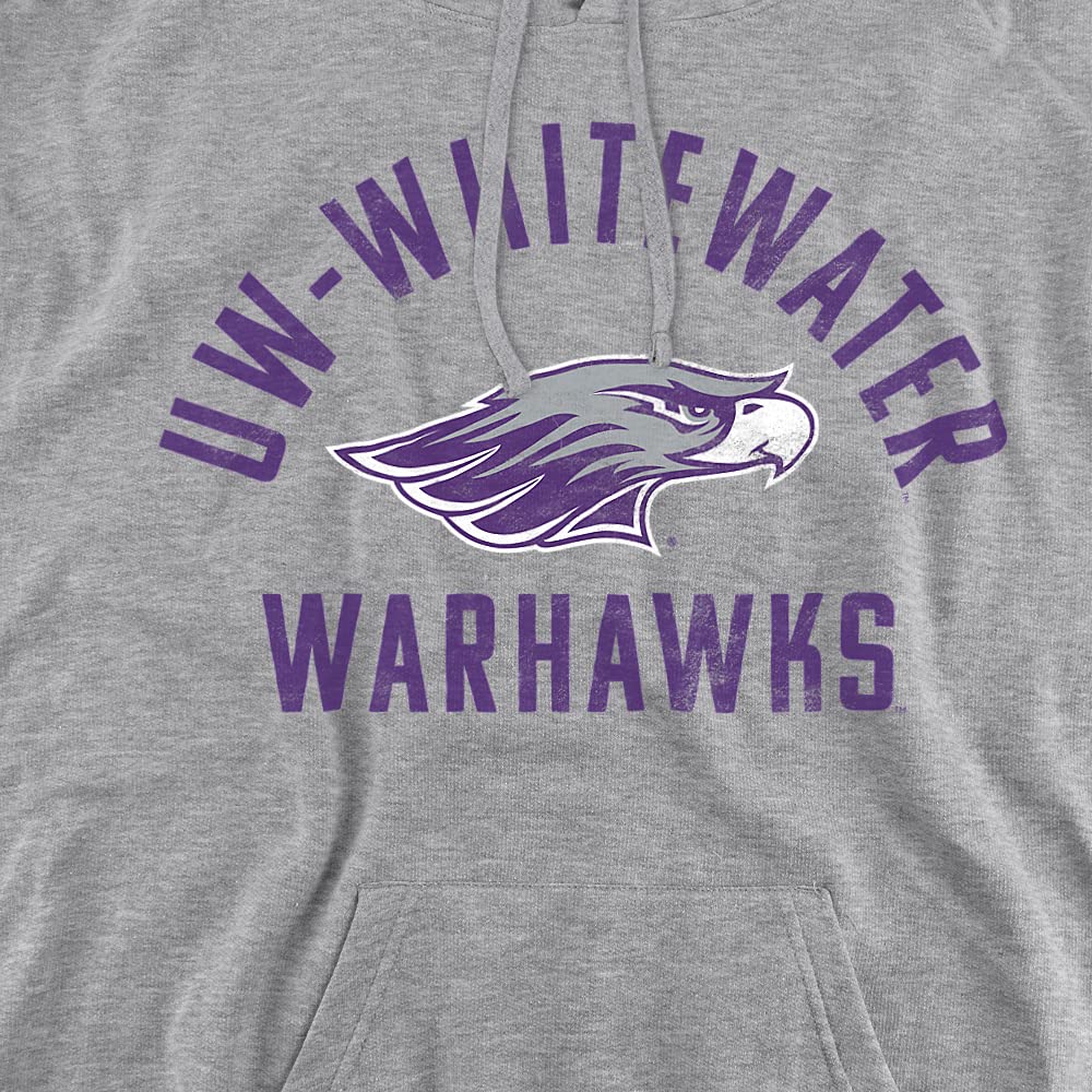 University of Wisconsin-Whitewater Official Uw Whitewater Warhawks Logo Unisex Adult Pull-Over Hoodie,Athletic Heather, Medium