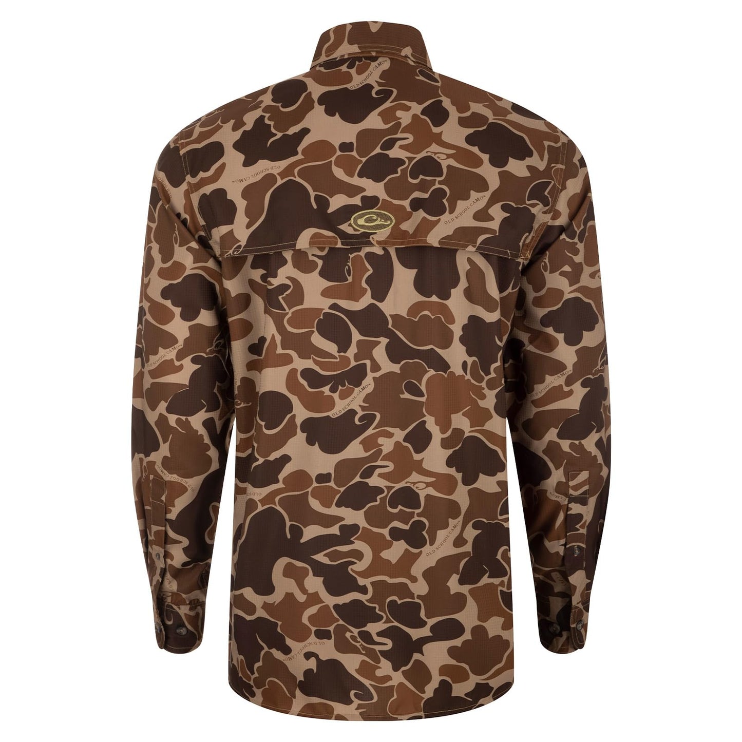 Drake Waterfowl Men's 8-Shot Flyweight Long-Sleeved Shirt | Moisture-Wicking Quick-Drying Lightweight Camo Hunting Shirt, Old School, Size: L