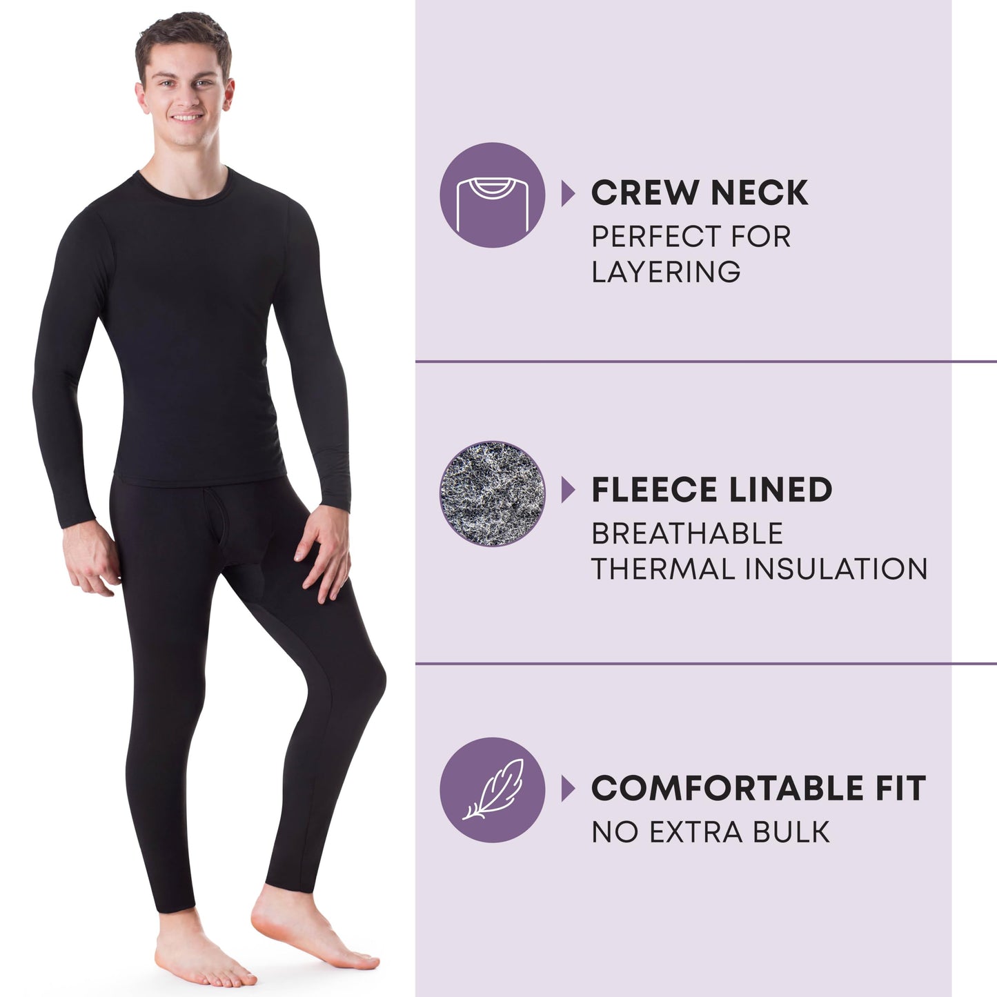 Rocky Thermal Underwear for Men (Long Johns Thermals Set) Shirt & Pants, Base Layer (Black - Standard Weight / 6X-Large) 2pk