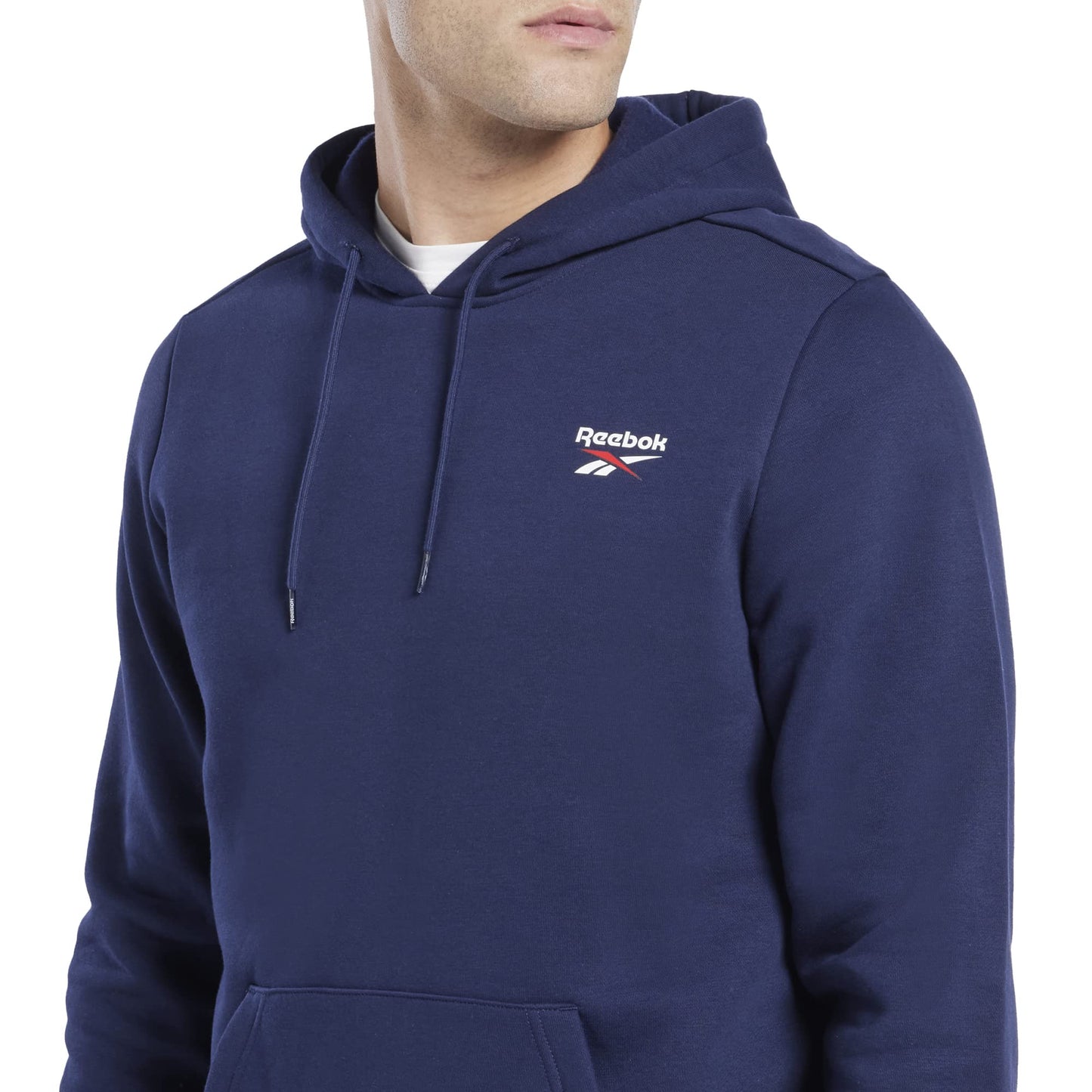 Reebok Men's Standard Identity Fleece Stacked Logo Pullover Hoodie Sweatshirt, Vector Navy, M